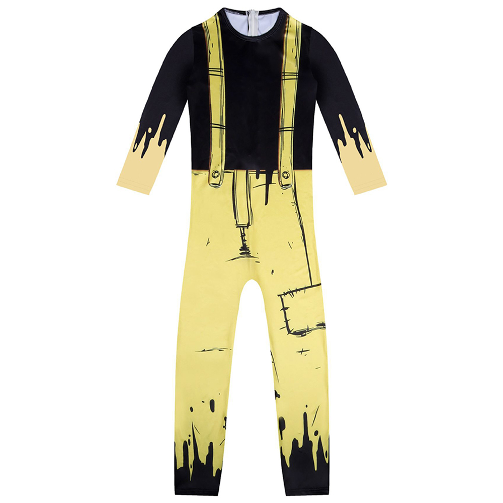 Bendy And The Ink Machine Kids Cosplay Jumpsuit+Mask Fancy Dress Costume Outfits 