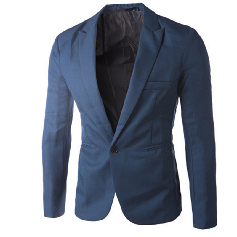 Mens Formal Blazer Jacket Casual Business One Button Office Dress Coat Outwear