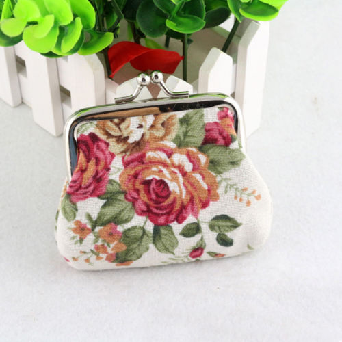 New Girls Vintage Floral Coin Purse Retro Rose Ladies Small Wallet Pouch 