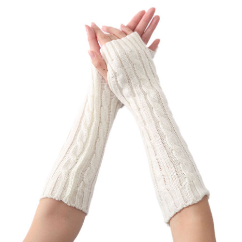 thumbnail 16 - Womens Fingerless Long Gloves Mittens Half Finger Knitted Arm Warmer Sleeves UK