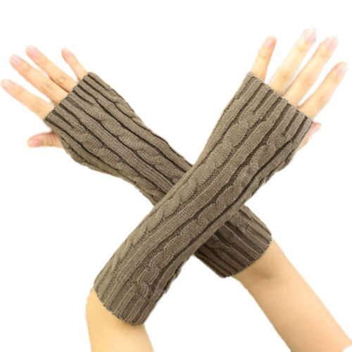 thumbnail 18 - Womens Fingerless Long Gloves Mittens Half Finger Knitted Arm Warmer Sleeves UK
