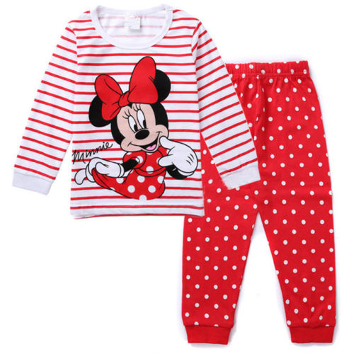 Kinder Mädchen Jungen Minnie Mickey Maus Pyjamas Nachtwäsche Outfits Set Neu