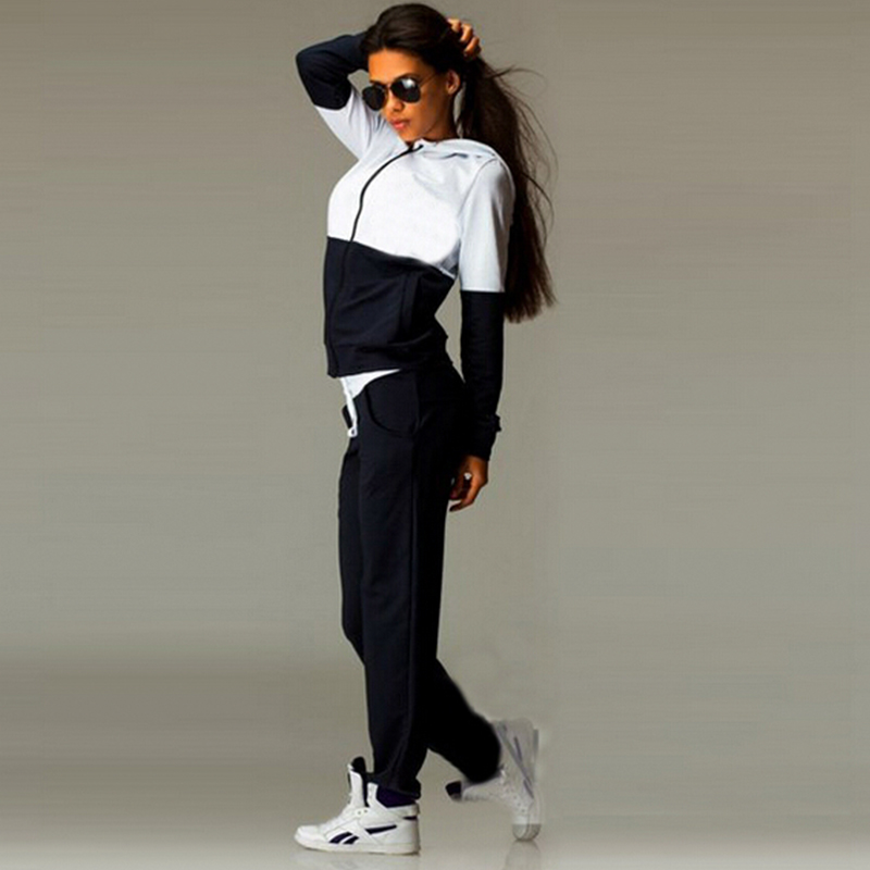 Women 2-Piece Tracksuit Full Sports Outfit Set Zip Up Hooded