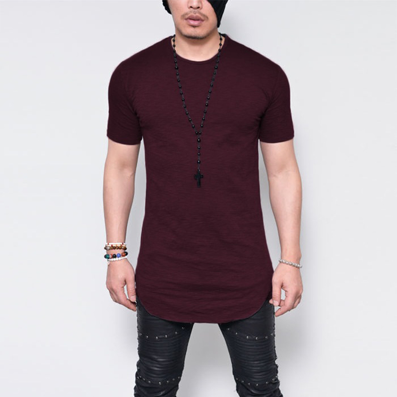 Men's Extra Long T-Shirt Short Sleeve Tall Body Muscle Tee Casual Tops Plus Size 
