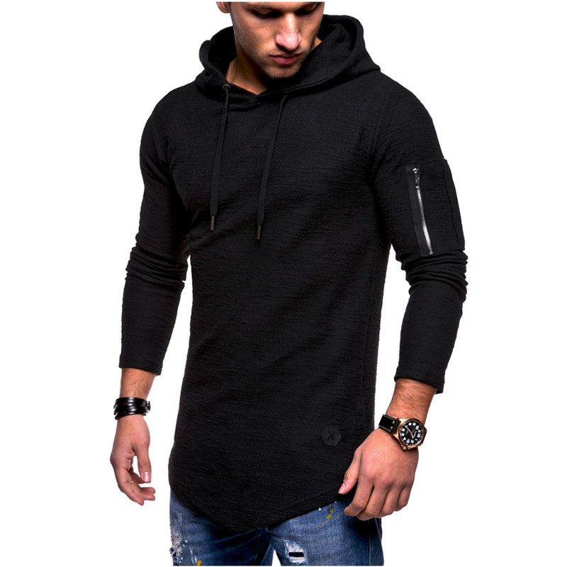 Men's Black Slim Fit Hoodie Sweatshirt Long Sleeve Workout Fitness Casual Sale 