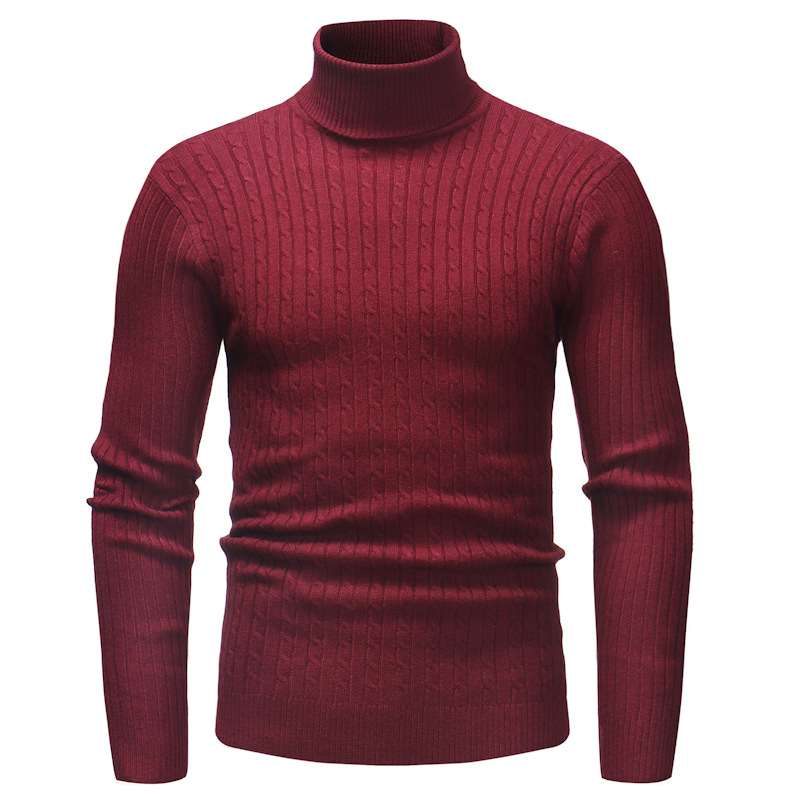 Knitted Mens Polo Neck Long Sleeve Turtle Roll Neck Winter Pullover Jumper Top 