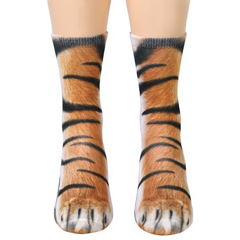 Women Men Funny Elastic Socks Animal Cat Paw Feet Crew 3D Printed Novelty Sock 