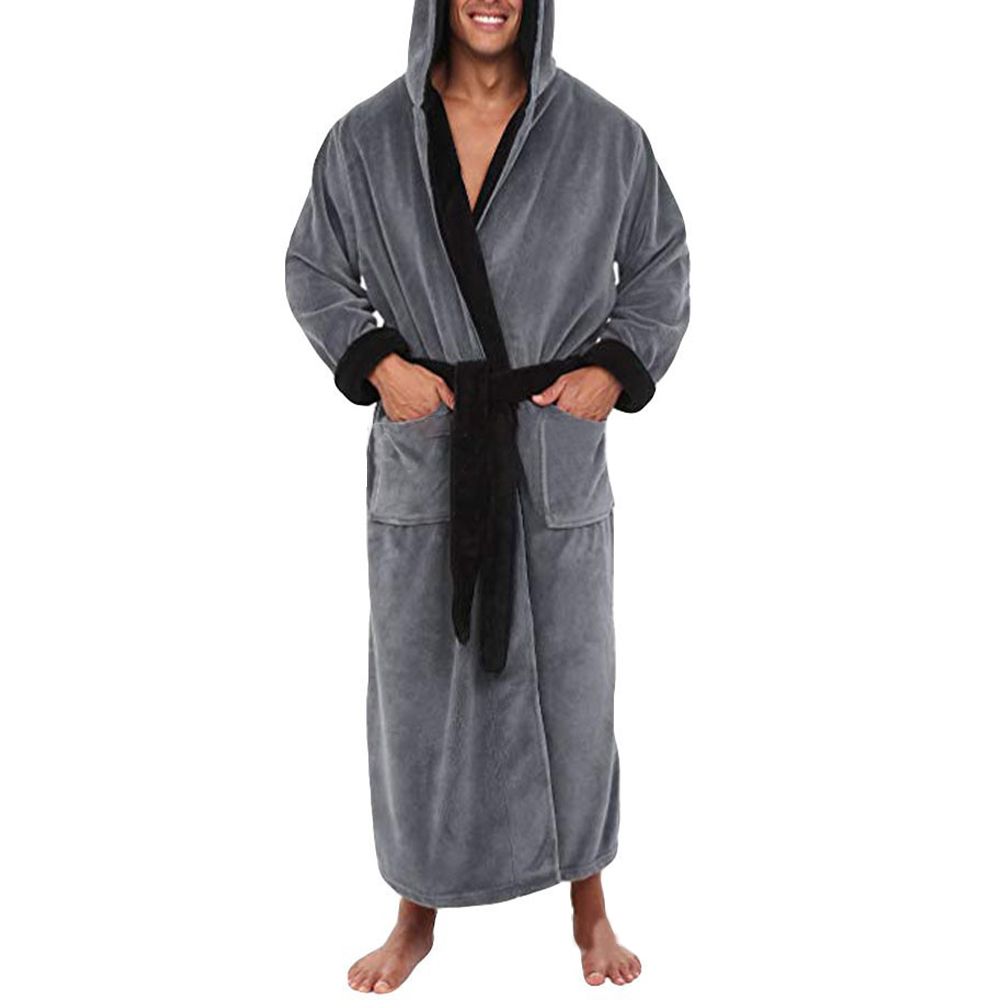 Tom Franks Mens Hooded Shaggy Fleece Nightwear Bathrobe Dressing Gown 