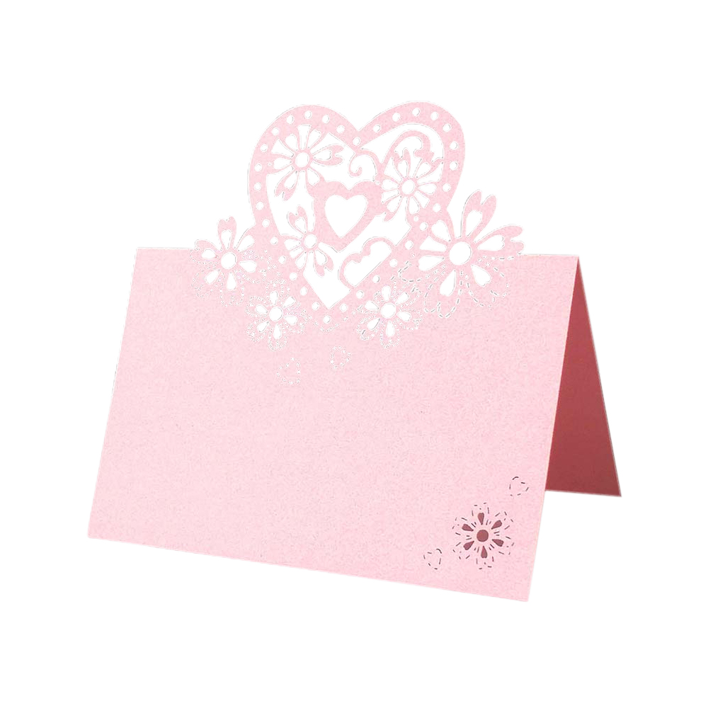 Table Name Place Cards Heart Wedding Party Decoration Pearlescent Laser Cut Card 