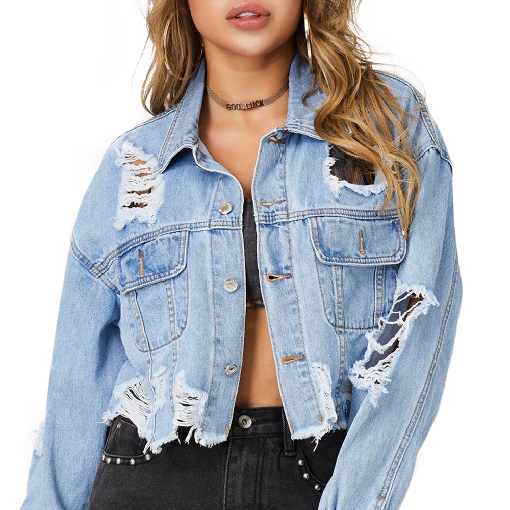 cheap ripped denim jacket