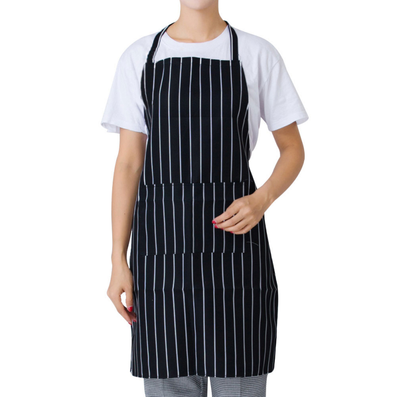Black and White Stripe Butcher Apron Catering Cooking Chef Apron without pocket 