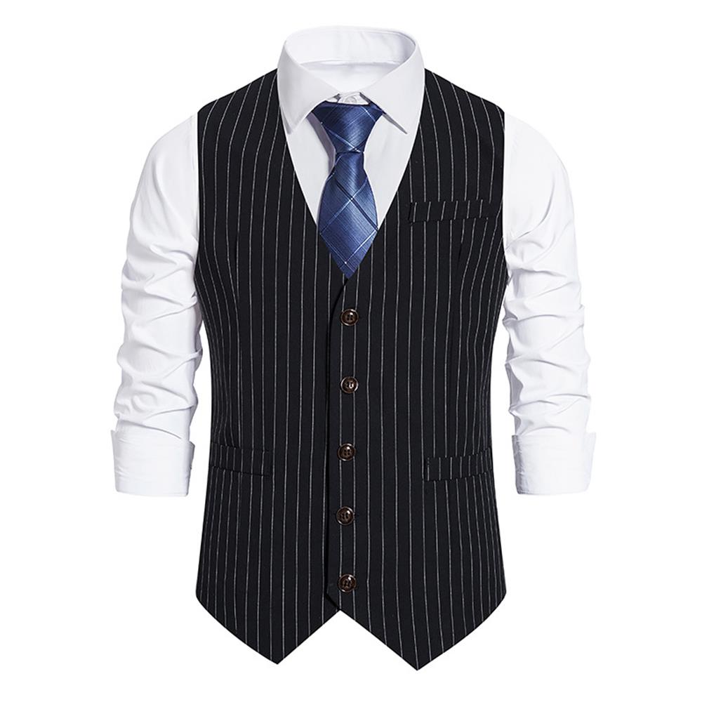 MEN STRIPE DOUBLE-BREASTED Business Work Meeting Suit Waistcoat Vest ...