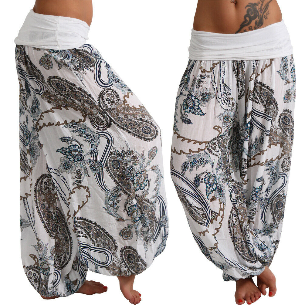 Womens Boho Floral Hippie Gypsy Wide Leg Harem Pants Yoga Dance Palazzo Trousers 2029 Picclick 