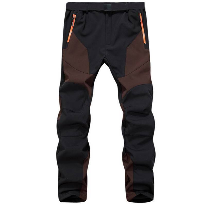 Mens Fleece Lined Cargo Work Pants Outdoor Hiking Ski Snow Winter Warm Trousers/ 
