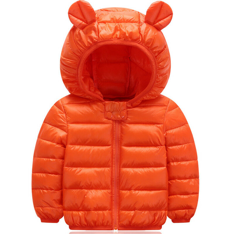 Kids Toddler Baby Boy Girl Winter Warm Cotton Down Hooded Coat Jacket Outwear US 
