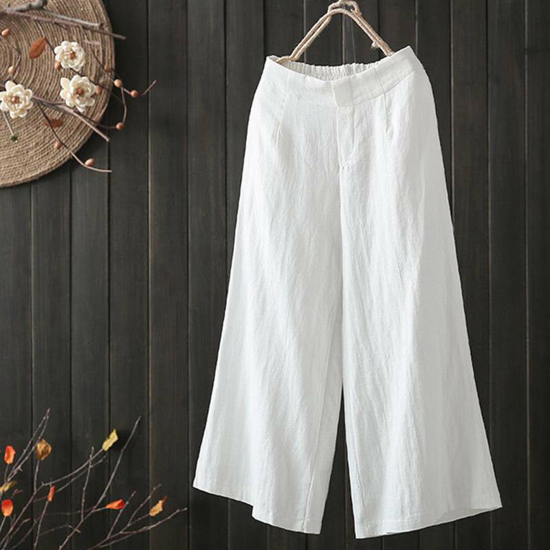 Womens summer 3/4 Length Cropped Wide Leg Culottes Trousers Pants Plus Size 