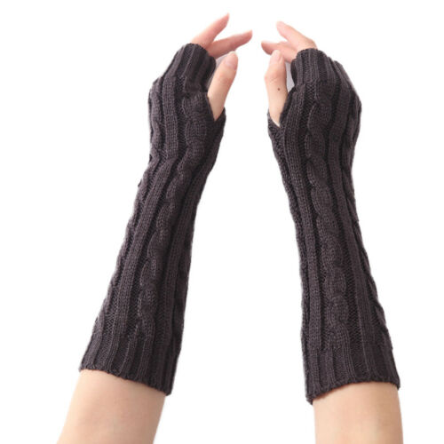 Fingerless Long glove Richoose Women Lady Girl Soft Winter Wrist Arm Hand Warmer Knitted Mitten 