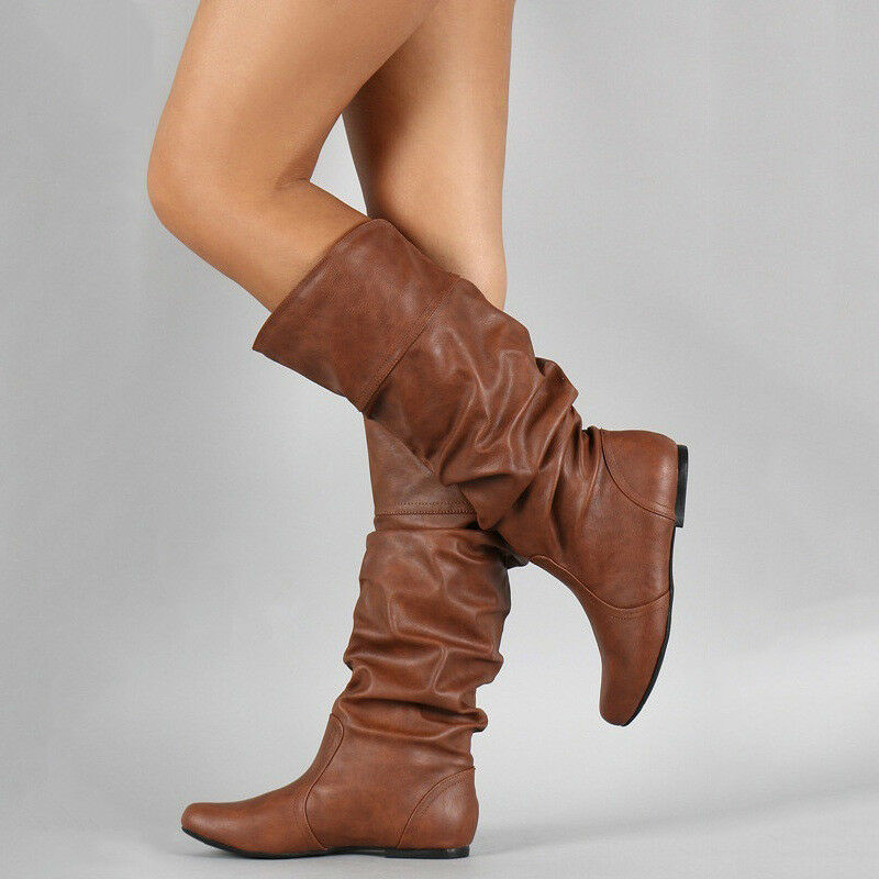 slouchy flat leather boots