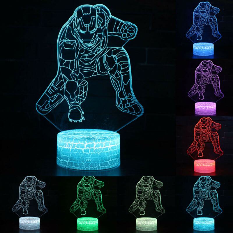 Universal - 3D LED lumineux Avenger Spider-Man Ironman 7 Cadeau de lampe de  bureau coloré - Lampes de bureau - Rue du Commerce