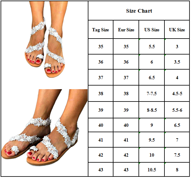 Women Boho Lace Flower Sandals Flip Flops Ladies Beach Holiday Summer ...