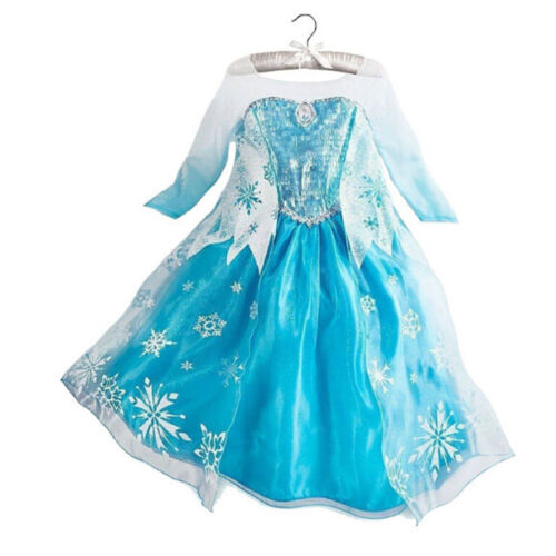 Eiskönigin Elsa Prinzessin Kleid Mädchen Kinder Party Karneval Cosplay Kostüm DE 