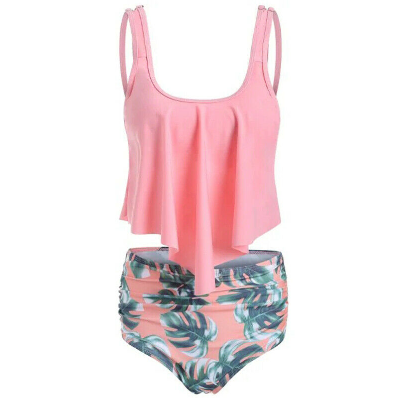 Damen Tankini 2Tlg Bikini Sets Gepolstert Schwimmanzug Sommer Bademode Badeanzug