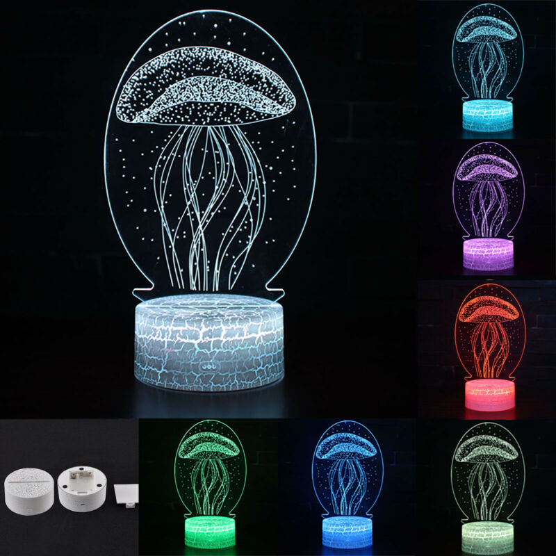 thumbnail 34  - 3D illusion Night Light LED Table Desk Lamps 7 Colour Change Kids Birthday Gifts