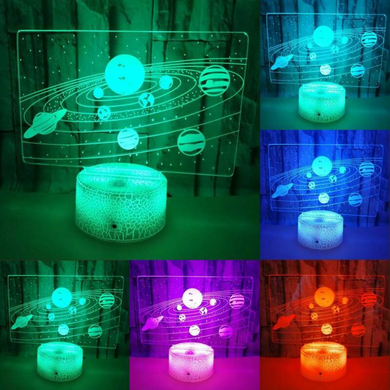 thumbnail 92  - 3D illusion Night Light LED Table Desk Lamps 7 Colour Change Kids Birthday Gifts