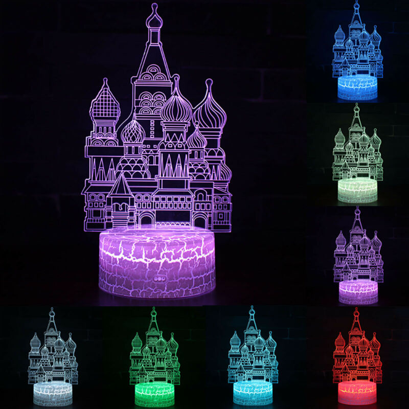 thumbnail 72  - 3D illusion Night Light LED Table Desk Lamps 7 Colour Change Kids Birthday Gifts
