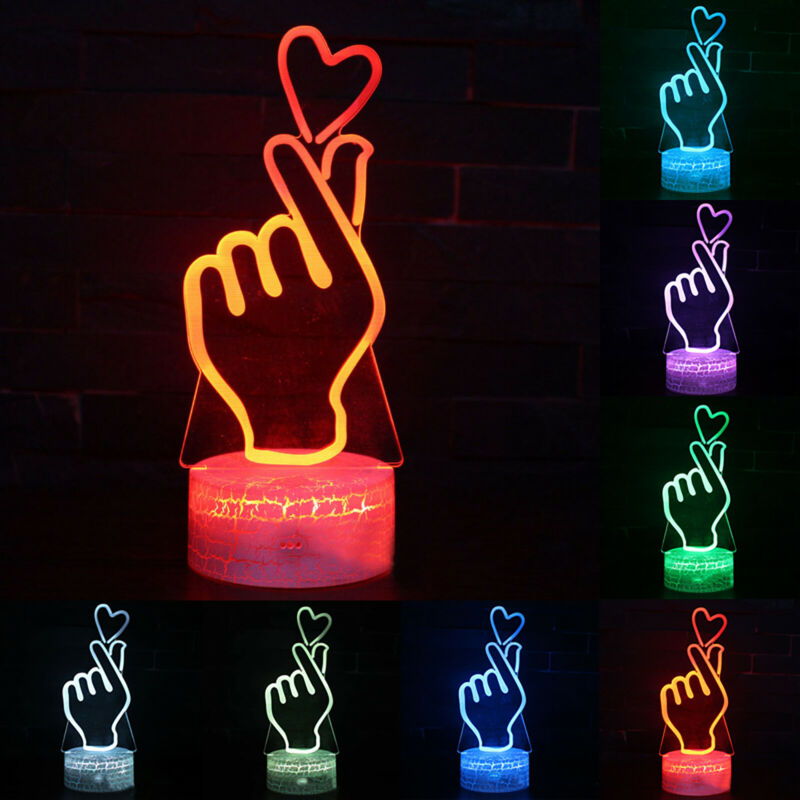 thumbnail 76  - 3D illusion Night Light LED Table Desk Lamps 7 Colour Change Kids Birthday Gifts