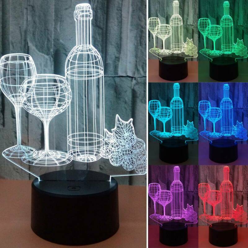 thumbnail 90  - 3D illusion Night Light LED Table Desk Lamps 7 Colour Change Kids Birthday Gifts