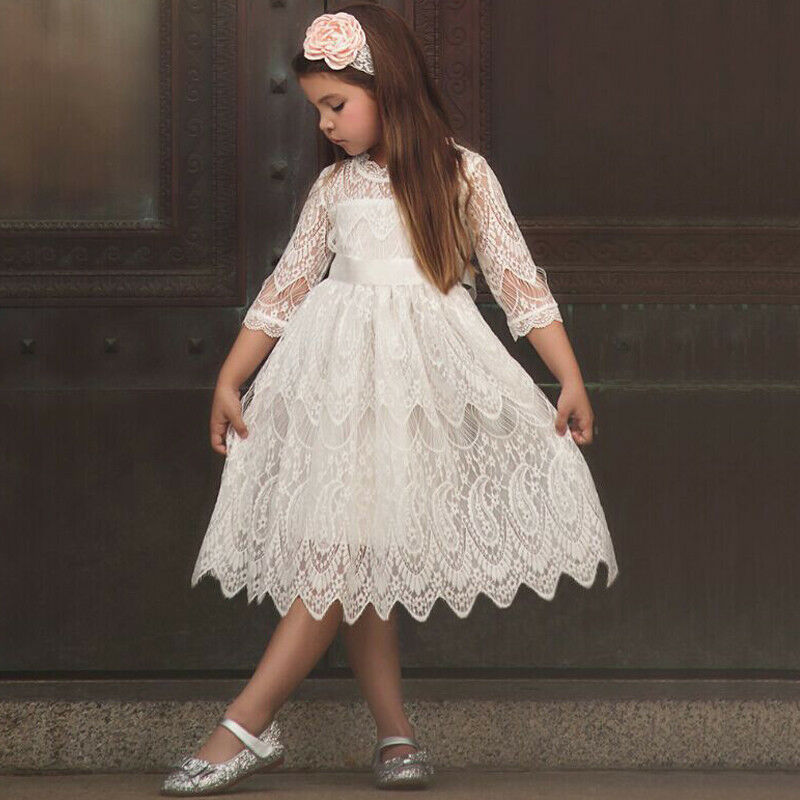 Kinder Mädchen Spitze Tutu Partykleid Prinzessin Ballkleid Abendkleid Festkleid 