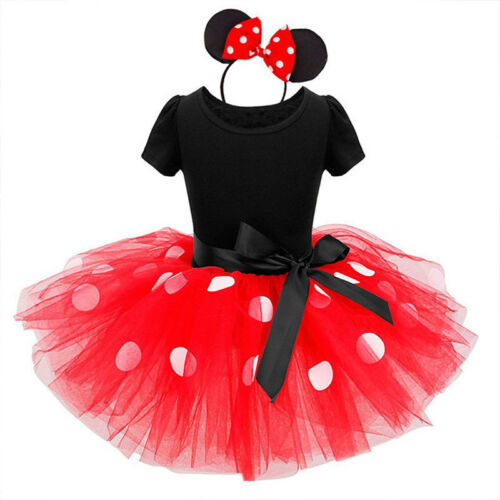 Kinder Mädchen Mickey Minnie Maus Prinzessin Tutu Kleid PartyAbendkleid Sommer 