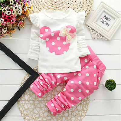 Kids Toddler Clothes Minnie Mouse Sweatshirt Outfits Top Pants Tracksuit Sets 