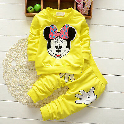 Kids Baby Girls Clothes Minnie Cartoon Sweatshirt Top Pants Tracksuit Outfit Set 