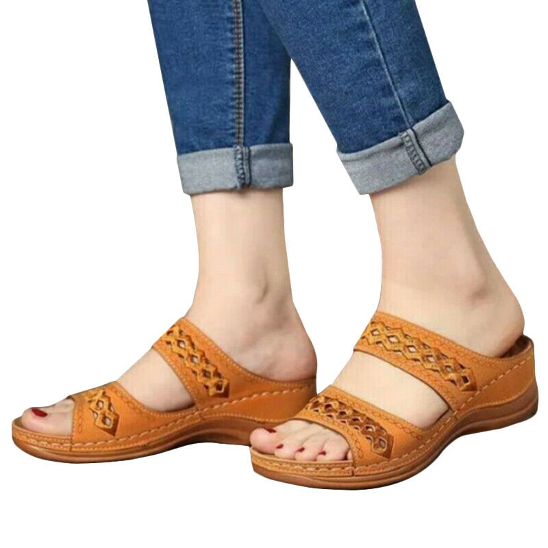 Details about   Womens Orthopedic Slip On Sandals Flip Flop Open Toe Flat Ladies Casual Shoes 