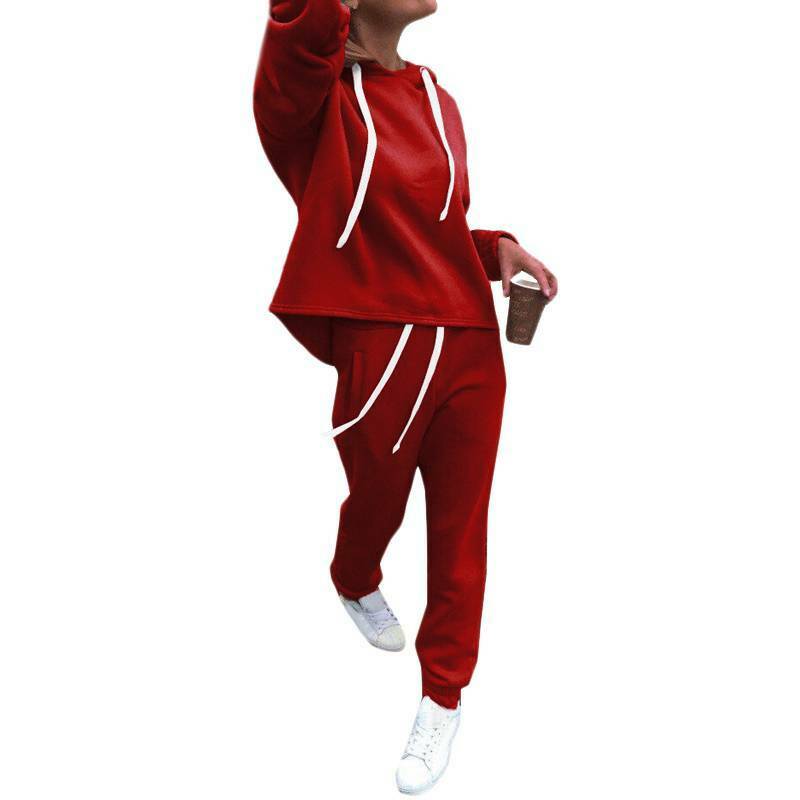 US Women's Tracksuit Hoodie Sweatshirt Tops Pants Set Casual Sports Sweat Suit