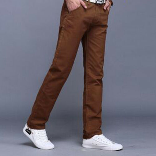 Mens Chino Jeans Regular Straight Leg Stretch All Waist Sizes Trousers Pants 