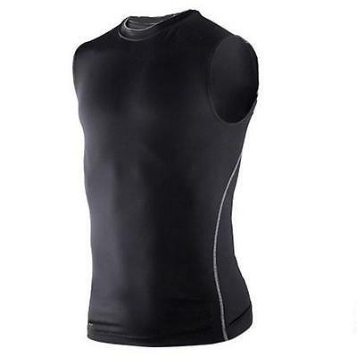 Mens Black Compression Base Layer Sport Gym T-Shirt Vest Tight Tops Shorts Pants 