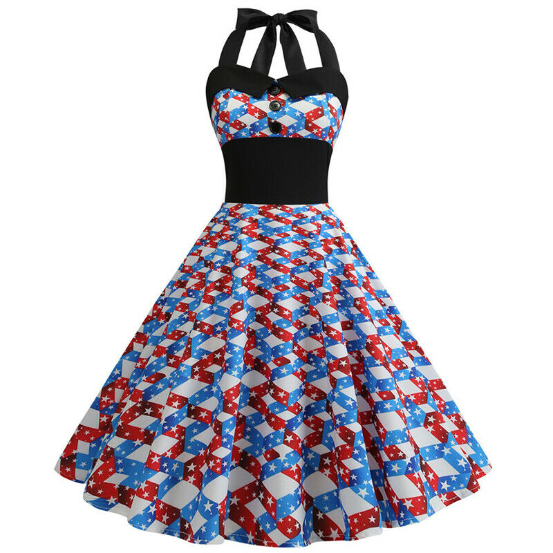Vintage Polka Dot 50s 60s Rockabilly Swing Pinup Housewife Retro Dress