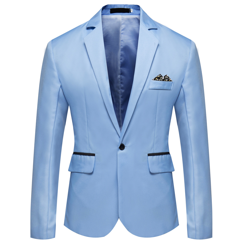 Men Business Formal Blazer Jacket Wedding Party One Button Smart Suit Coat Dress