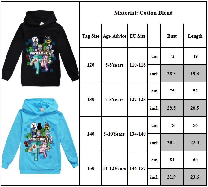 Boy's Girls Minecrafts Casual Hoodie Sweatshirt Print Long Sleeve Pullover New - Bild 2 von 21