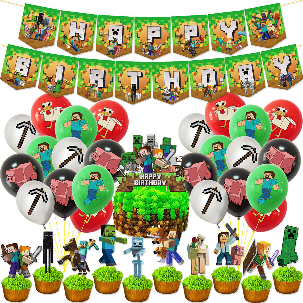 Minecraft Gioco Tema Festa di compleanno Decor Palloncini Banner