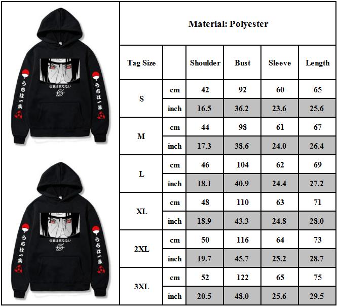 Uchiha Itachi Hoodie for Men Lady Naruto Anime Sweatshirt Cosplay