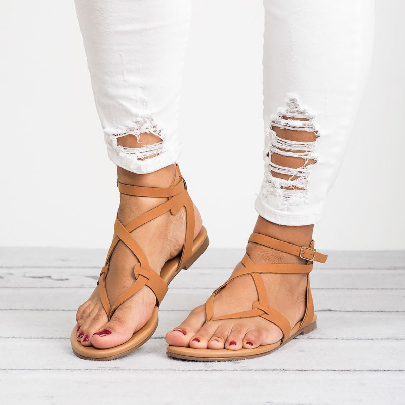 Wrap around sandals sales flat