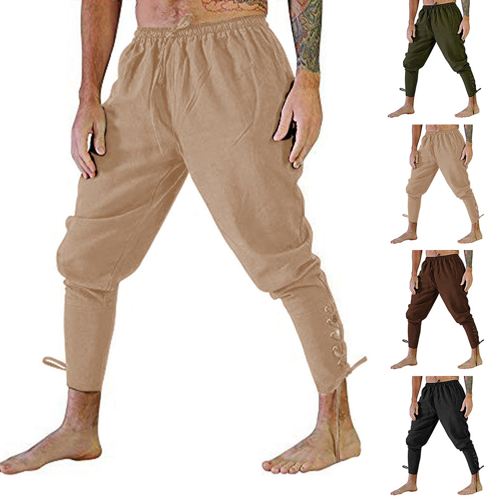 Men's Ankle Banded Pants Medieval Viking Navigator Pirate Costume Trousers  Renaissance Gothic Pants, Black, Small : : Clothing, Shoes &  Accessories