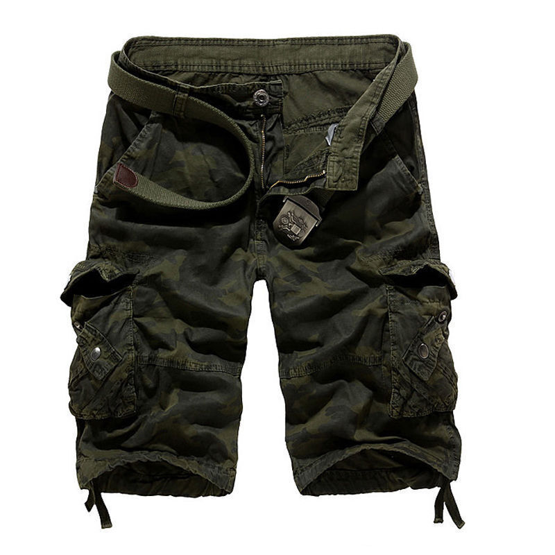Mens Camo Cargo Shorts Casual Combat Work Mutil-Pockets Half Short ...