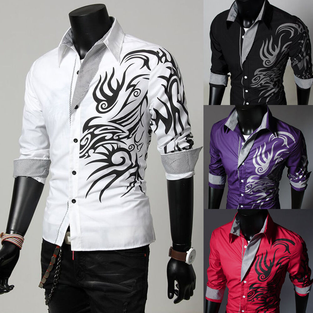 Mens Dress Shirt Long-Sleeve Casual Slim Fit Work Formal Business Wedding Tops - Picture 11 of 28