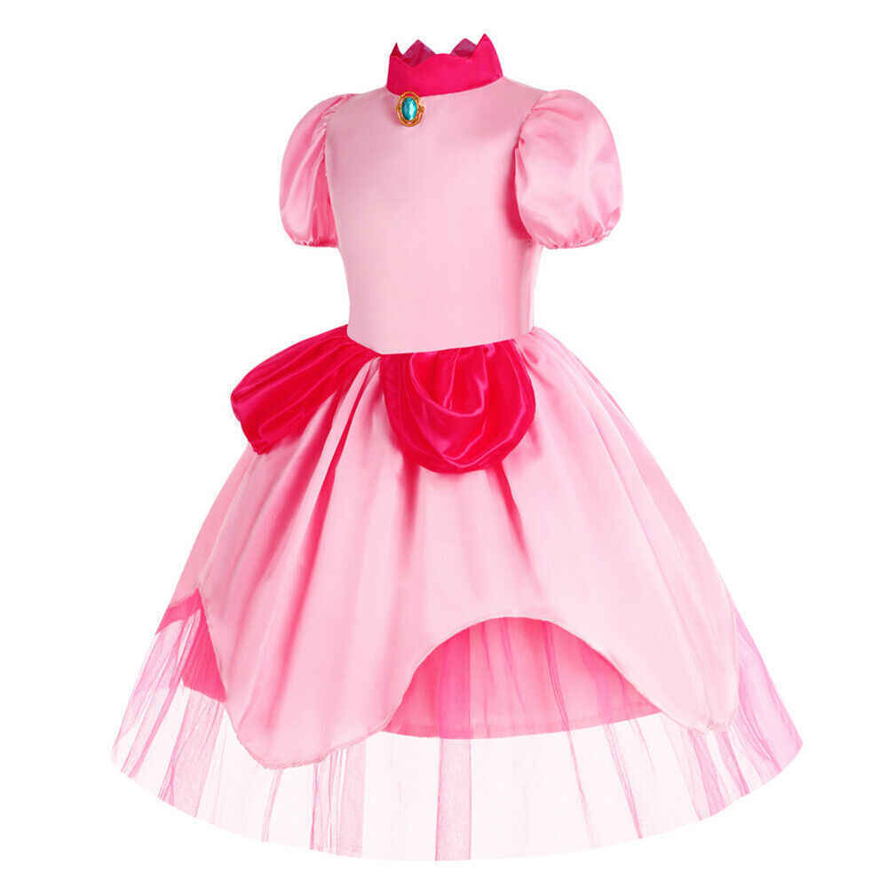 Costume da principessa Peach in Super Mario Bros, abito da compleanno per  ragazze, cosplay principessa di Halloween, abito da favola, abito da festa  per ragazze -  Italia