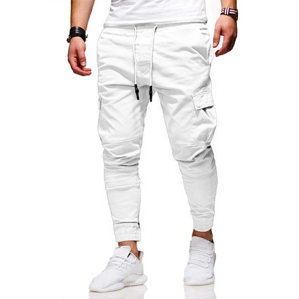 Mens white cargo sales joggers